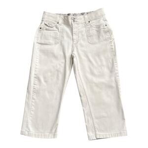 RIDERS Comfort No Gap Waistband Womens Size 12 Beige Khaki Cropped Capri Jeans